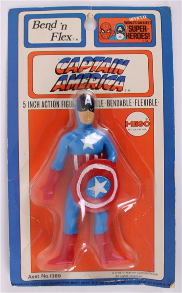 1972 Captain America Marvelmania MOC MEGO Bend n Flex Action Figure