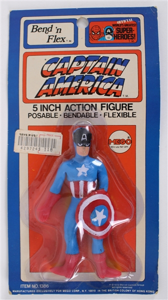 1972 Captain America Marvelmania MOC MEGO Bend n Flex 5" Posable Action Figure