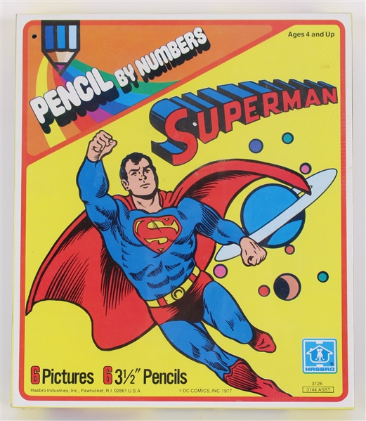 1977 Superman MIB Pencil by Numbers Coloring Set by Hasbro