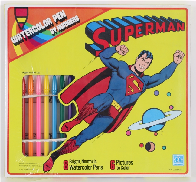 1977 Superman MIB Watercolor Pen By Numbers Coloring Set by Hasbro