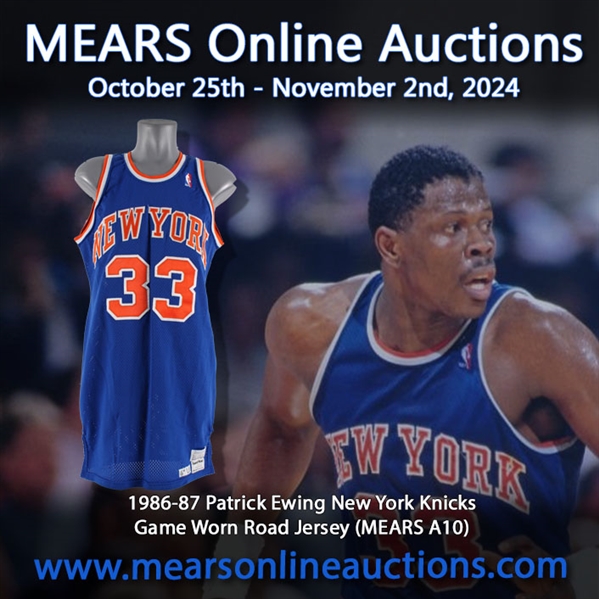 1986-87 Patrick Ewing New York Knicks Game Worn Road Jersey (MEARS A10)