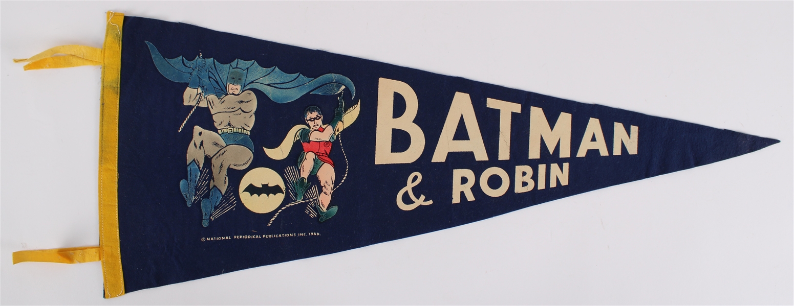 1966 Ultra Rare Batman & Robin Double Sided RMS Sales Co Full Size Pennant 