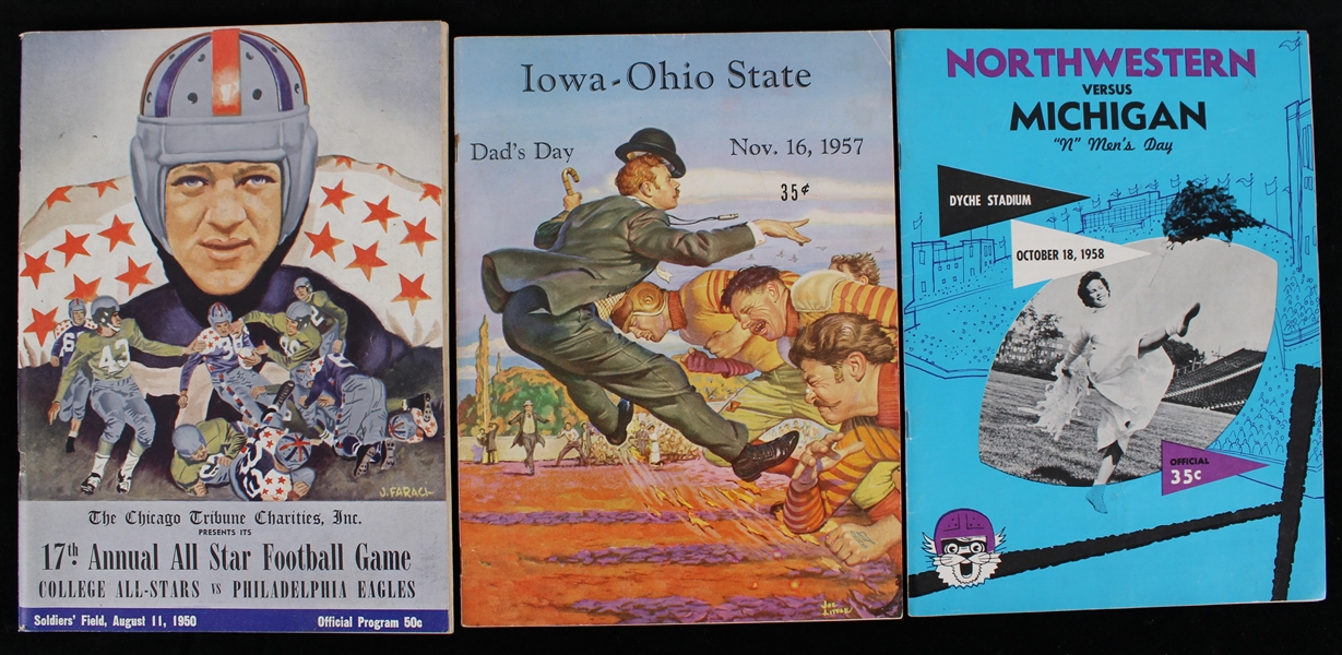 1950s Northwestern, College All Stars, Ohio State Official Programs (Lot of 3)