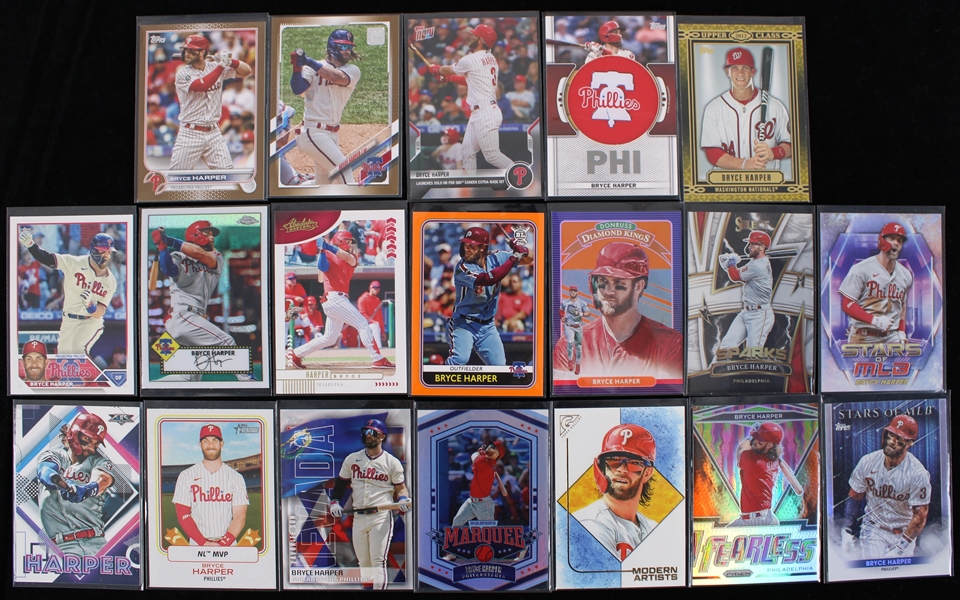 2020-2023 Bryce Harper Philadelphia Phillies Trading Cards (Lot of 19)