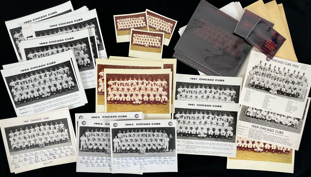 1958-65 Chicago Cubs Team Photo Collection - Lot of 100+