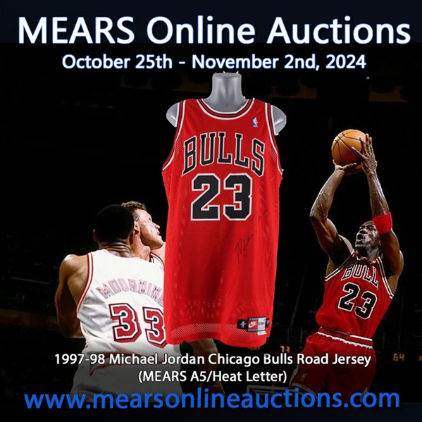 1997-98 Michael Jordan Chicago Bulls Road Jersey (MEARS A5/Heat Letter)