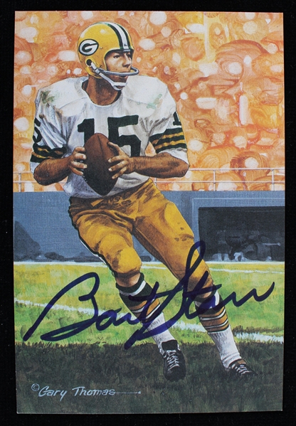 1994 Bart Starr Green Bay Packers Autographed 4x6 HOF Art Series Print (JSA)