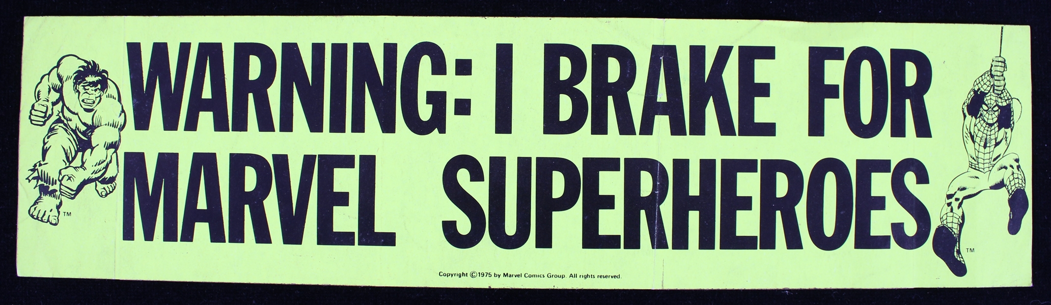 1975 Marvelmania Superheroes 14" Bumper Sticker