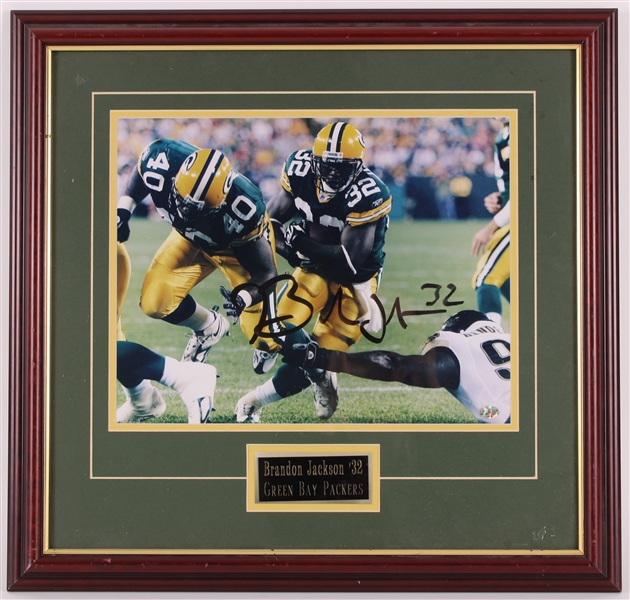 2007-10 Brandon Jackson Green Bay Packers Signed 20" x 21" Framed Photo Display (Legends of the Field)