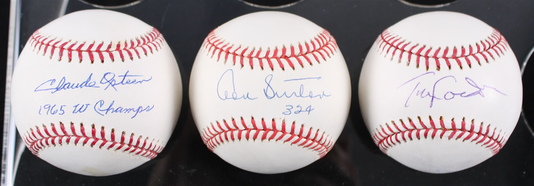 1990s-2000s Tommy Lasorda Don Sutton Claude Osteen Los Angeles Dodgers Signed Baseballs - Lot of 3 **231**