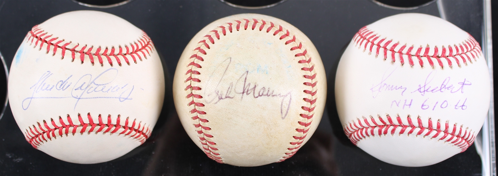 1990s-2010s Rick Manning Sandy Alomar Jr. Sonny Siebert Cleveland Indians Signed Baseballs - Lot of 3 ***SF Jacobson COA / 223**