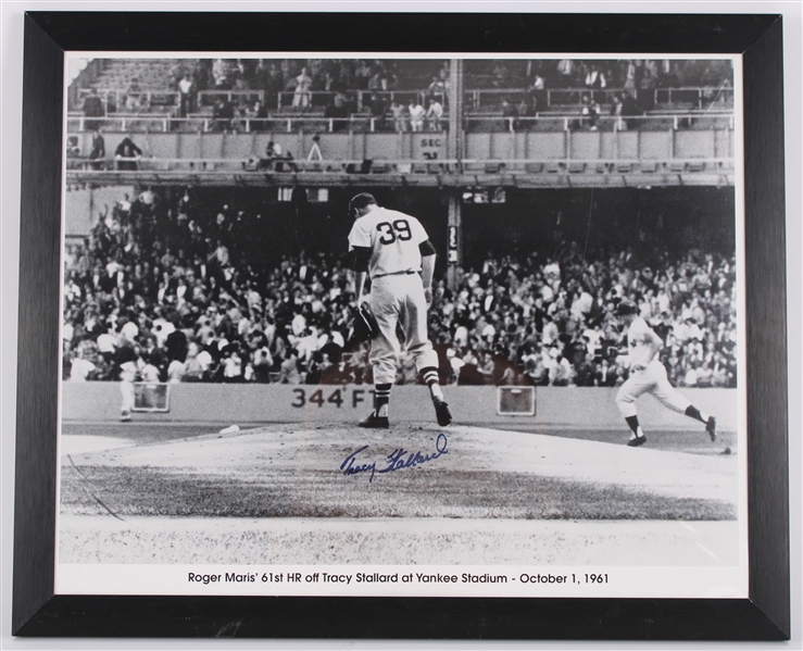 1961 Tracy Stallard Boston Red Sox Signed 18" x 22" Framed Roger Maris 61st Home Run Photo (JSA) **238**