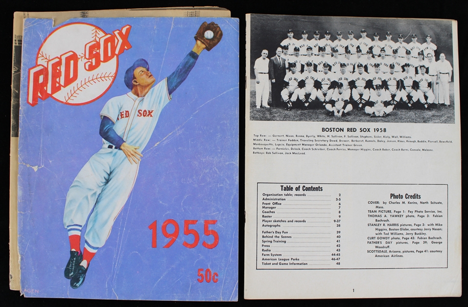 1955-58 Boston Red Sox Team Yearbooks - Lot of 2