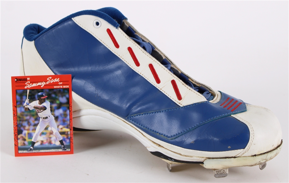 2002 Sammy Sosa Chicago Cubs Game Worn Fila Cleat (MEARS LOA)