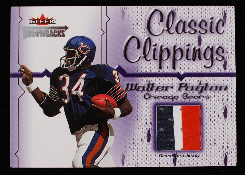 2002 Walter Payton Chicago Bears Fleer Throwbacks Classic Clippings Game Used Relic Football Trading Card