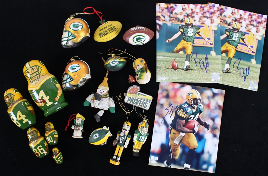 1990s Green Bay Packers 8x10 Photos, Ornaments & more (Lot of 16)