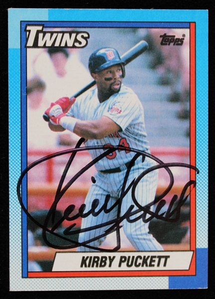 1990 Kirby Puckett Minnesota Twins Singed Topps Baseball Trading Card (JSA)