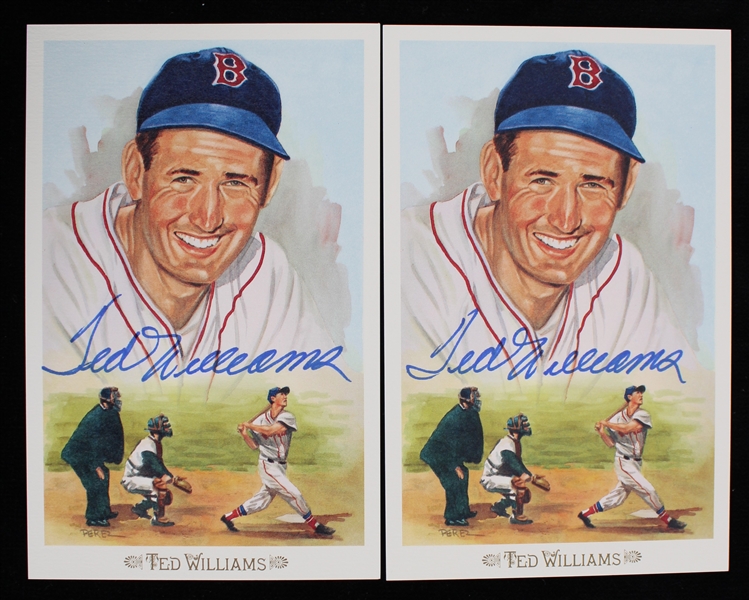 1989 Ted Williams Boston Red Sox Signed LE Postcards (Lot of 2)(JSA) 