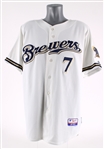 2009 JJ Hardy Milwaukee Brewers Game Worn Home Jersey (MEARS LOA/MLB Hologram)