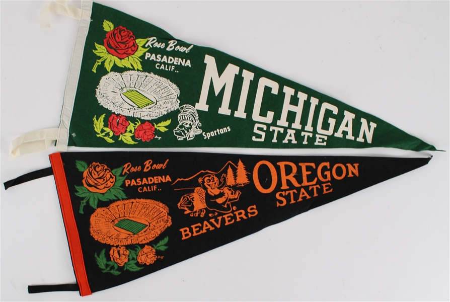 1965-66 Michigan State and Oregon State Full Size Pennants (Lot of 200+)