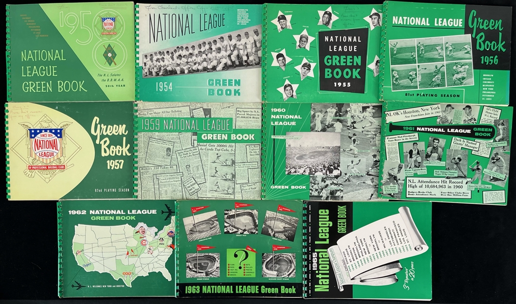 1954-65 National League Green Book Collection - Lot of 11