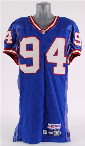 1996 Cedric Jones New York Giants Signed Game Worn Home Jersey (MEARS LOA / Giants Letter / MeiGray / JSA)