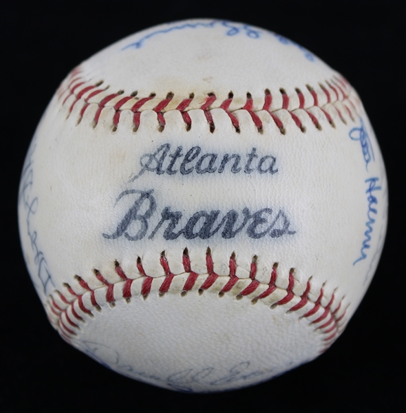 1972 Atlanta Braves Team Signed Baseball w/ 19 Signatures from Personal Collection of Hank Aaron (MEARS LOA/Susan Bailey Letter/JSA)