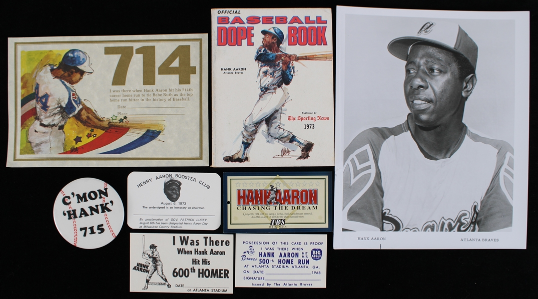 1960s-90s Hank Aaron Atlanta Braves Personal Memorabilia Collection - Lot of 8 (MEARS LOA/Susan Bailey Letter)