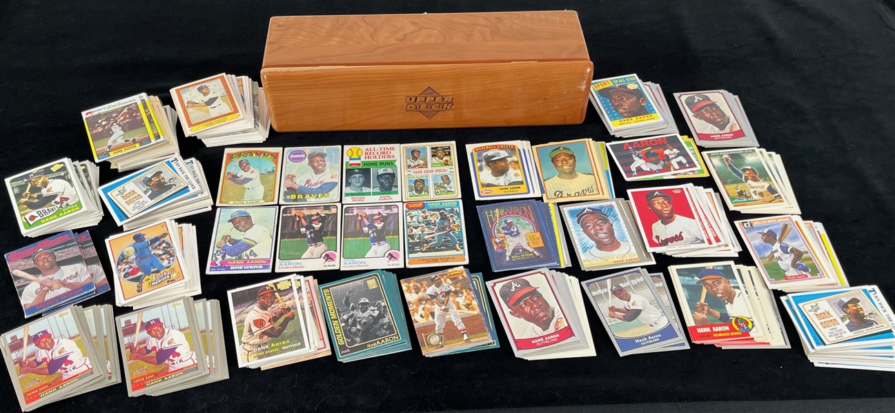 1960s-2000s Hank Aaron Atlanta Braves Baseball Trading Cards - Lot of 500+ from Personal Collection of Hank Aaron (MEARS LOA/Susan Bailey Letter)