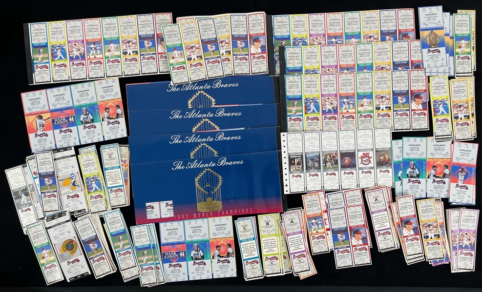 1990s Atlanta Braves Ticket Collection - Lot of 200+ from Personal Collection of Hank Aaron (MEARS LOA/Susan Bailey Letter)