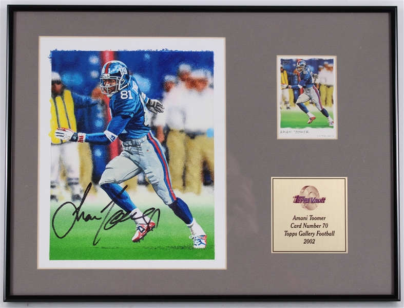 2002 Amani Toomer NY Giants Signed Topps Vault Original Gallery Art w/12x16 Frame (JSA)