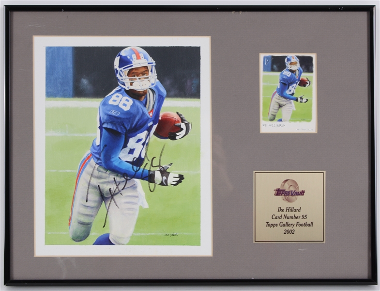 2002 Ike Hilliard NY Giants Signed Topps Vault Original Gallery Art w/12x16 Frame (JSA)