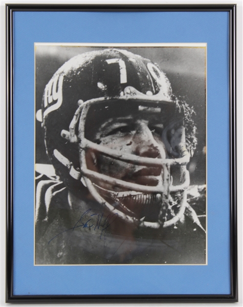 1956-1963 Sam Huff NY Giants Signed 14x18 Framed Photo (JSA)