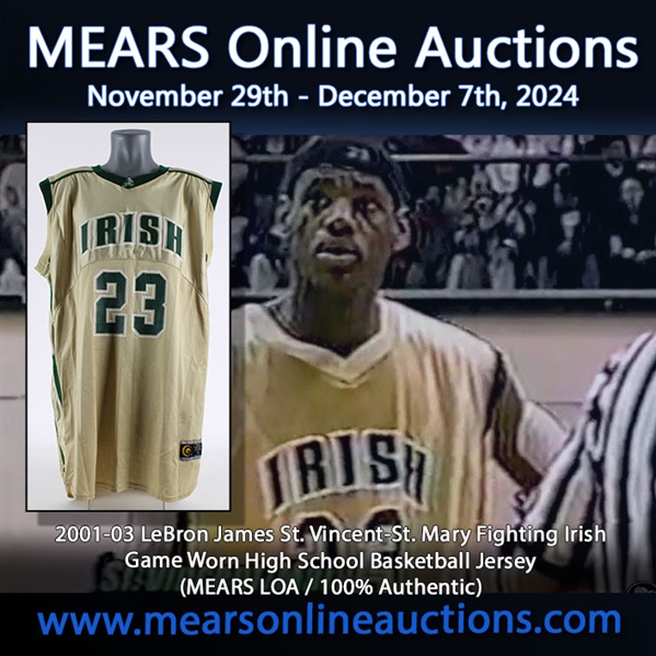 2001-03 LeBron James St. Vincent-St. Mary  Fighting Irish Game Worn High School Basketball Jersey (MEARS LOA / 100% Authentic)