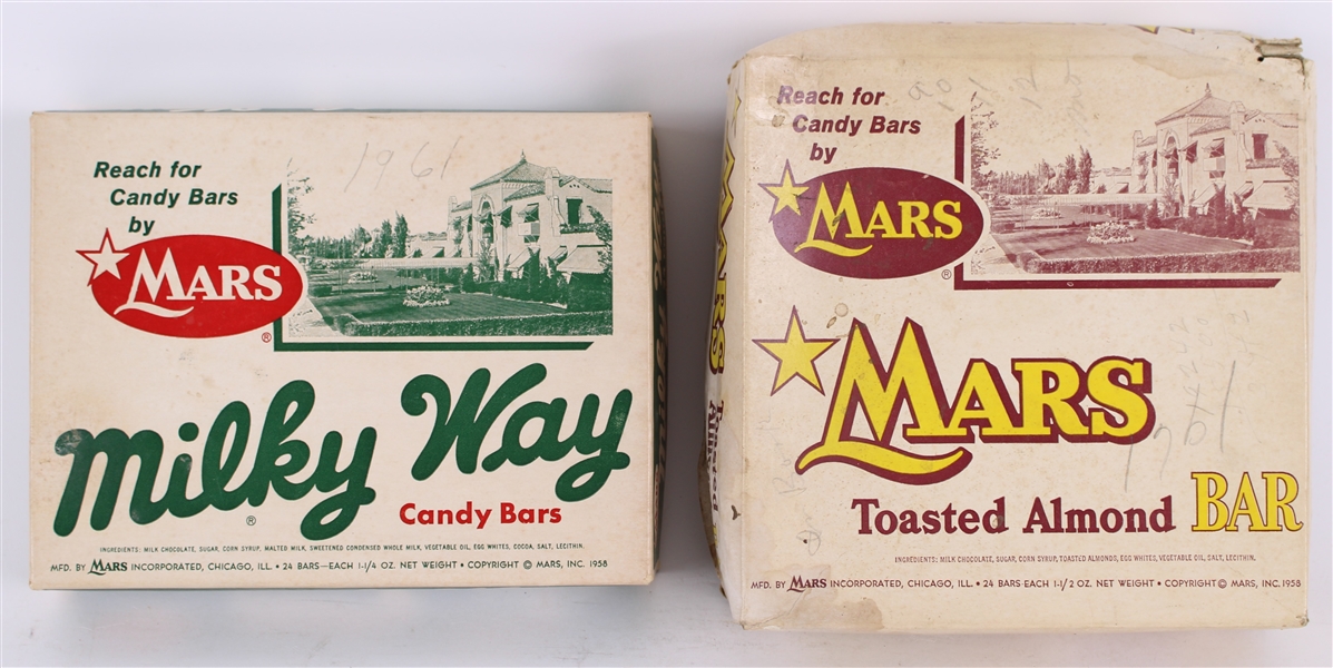 1958-61 Milky Way & Mars Toasted Almond Candy Bar Boxes - Lot of 2 