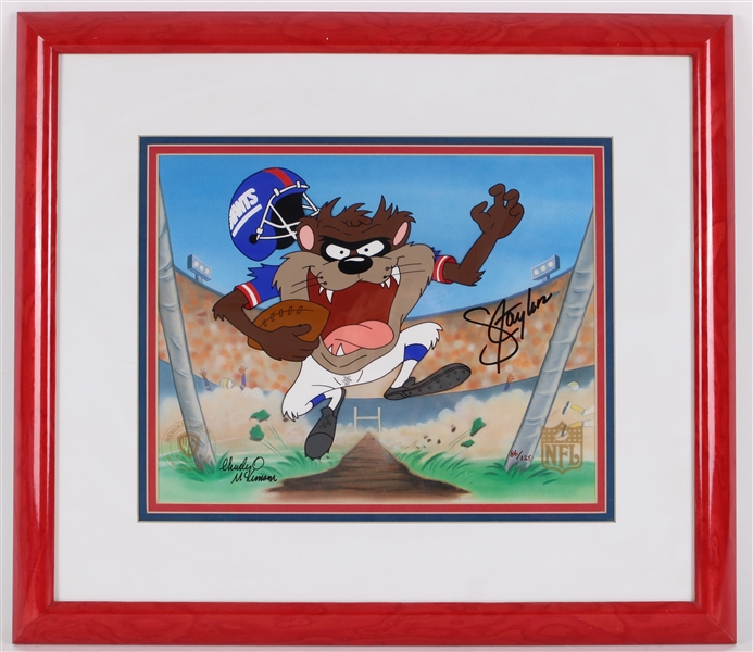 2004 New York Giants Touchdown Taz 18" x 20" Framed Animation Cell Signed by Charles McKimson