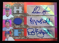 2008 Nolan Ryan George Brett Robin Yount Autographed Triple Relic Topps Trading Card TTARC-9  17/36