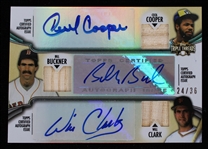 2012 Cecil Cooper Bill Buckner and Will Clark Autographed Triple Relic Topps Trading Card TTARC-5 24/36