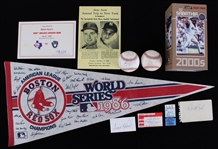 1960s-2000s Baseball Memorabilia Collection - Lot of 10 w/ Frank Robinson Signed Business Card, Carlton Fisk Signed OAL Brown Baseball, Historic Ticket Stubs & More (JSA)