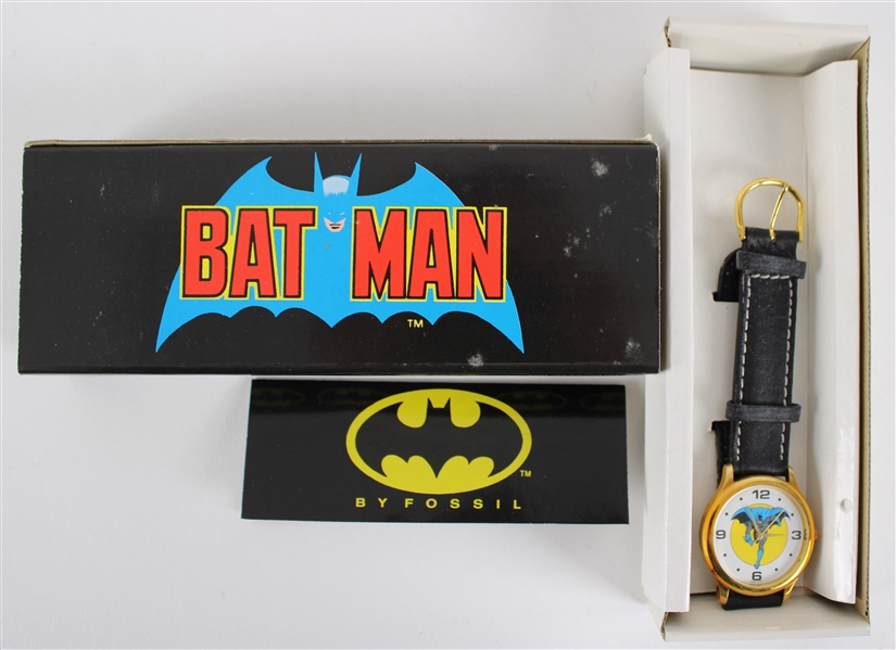 1989 Batman Fossil Watch w/ Original Box & Product Information Card