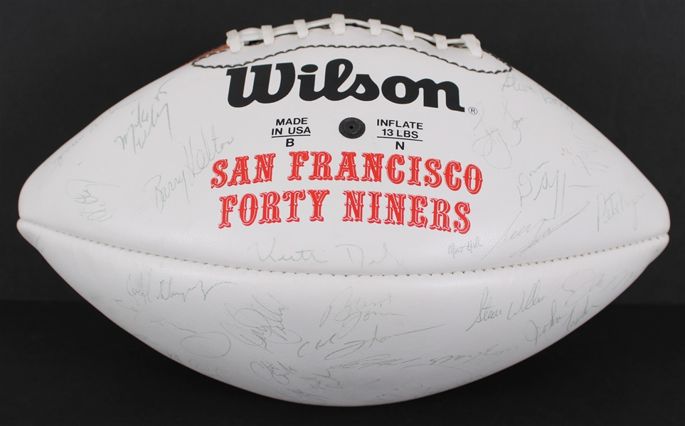 1989 San Francisco 49ers Team Signed Super Bowl XXIII Autograph Panel Football w/ 50 Signatures Including Joe Montana, Jerry Rice, Steve Young & More (JSA)