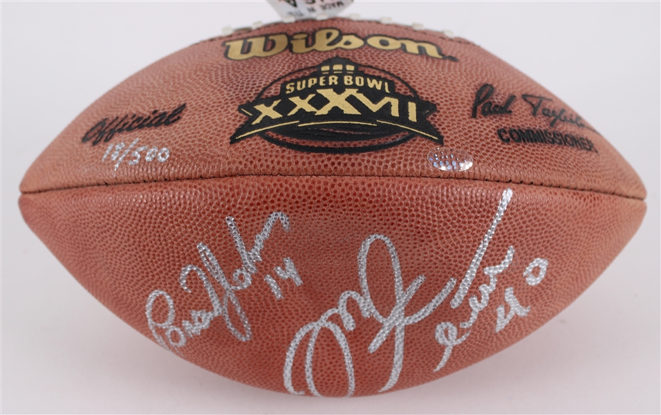 2003 Mike Alstott Brad Johnson Tampa Bay Buccaneers Signed ONFL Tagliabue Super Bowl XXXVII Football (JSA) 18/500 