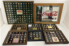 1980s-2000s Coca-Cola Collection Including 22x26 Framed Pinbacks, Mirror & more (Lot of 17)