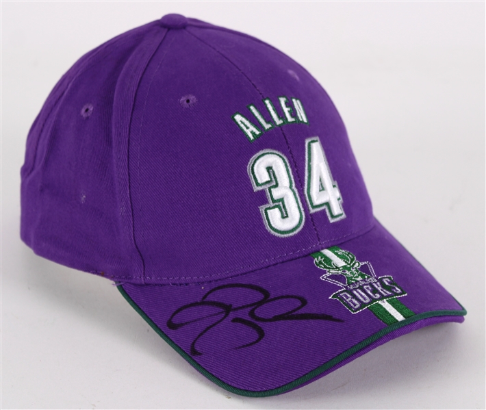 1996-2002 Ray Allen Milwaukee Bucks Signed Cap (JSA)