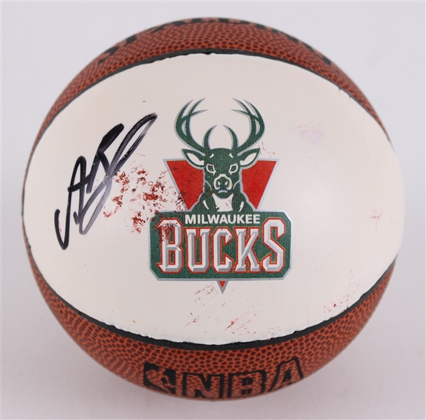 2006-12 Andrew Bogut Milwaukee Bucks Signed Mini Basketball (JSA)