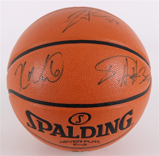 2014-15 Milwaukee Bucks Team Signed ONBA Silver Basketball w/ Giannis Antetokounmpo Rookie Era Signature & More (JSA) 