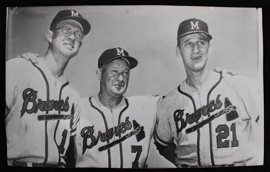 1950s Warren Spahn & Fred Haney 6x9 AP Wire Photo 