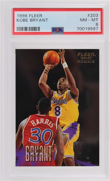 1996 Kobe Bryant Fleer #203 Rookie Card (PSA Slabbed NM-MT 8)