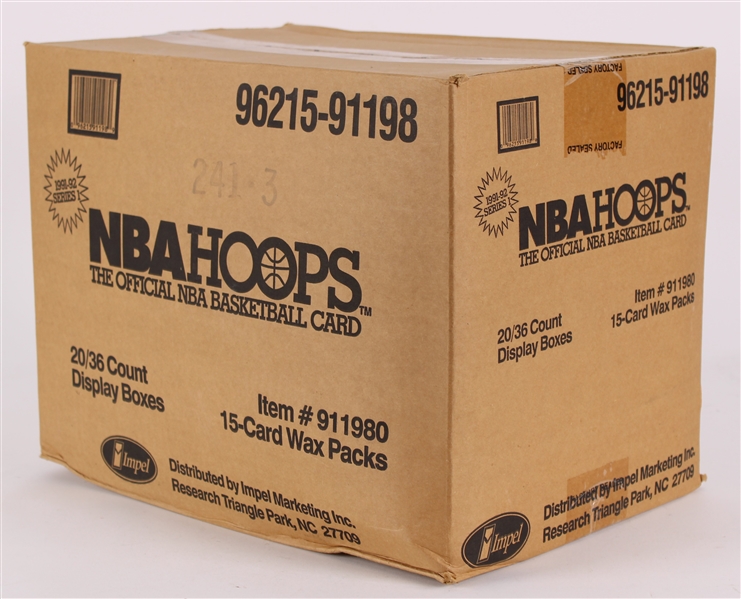 1991-92 Hoops Series 1 Basketball Trading Cards - Case of 20/36 Count Unopened Display Boxes