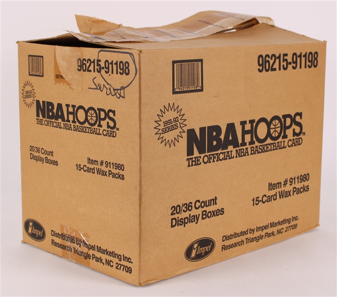 1991-92 Hoops Series 1 Basketball Trading Cards - Case of 16/36 Count Unopened Display Boxes